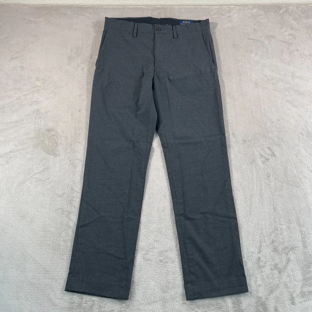 Polo Ralph Lauren Dress Pants Men 30x29.5 Grey Stretch Straight‎ Fit Preppy